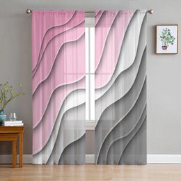 Curtain Pink Grey Gradient Modern Geometric Abstract Sheer Curtains For Living Room Decor Window Kitchen Tulle Voile