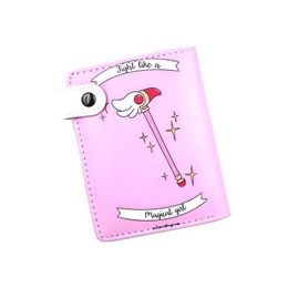 Purse Anime buckle SAKURA short PU leather wallet cute wallet with coin pocket for girls and boys as a gift Y240524