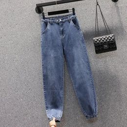 Women's Jeans Plus Size Elastic Back Waist Woman High Ankle Lenght Harem Denim Pants Femme Stretch Loose Casual Pantalones Mujer