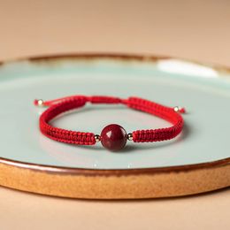 Chinese Red Bracelet Natural Stone Cinnabar Friendship Rope Lucky Chain Couple Bracelet For Men Women Amulet Braided Rope Gifts