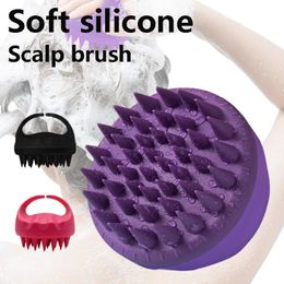 Portable silicone shampoo brush handheld circular soft scalp massage brush bathroom massage brush shower brush comb hair care 240507