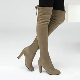 Boots QPLYXCO Brand Big Size 34-43 High Heels Over The Knee Woman Shoes Women Sexy Strectch Fabric Female