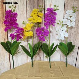 Decorative Flowers 2 Forks Real Touch Artificial Butterfly Orchids With Leaves Wholesale Small Felt Latex Wedding Phalaenopsis