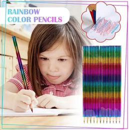 Crayon Pencils 12 pieces/box Rainbow Pencil Writing Station used for writing and drawing school and office supplies G7R2 WX5.23