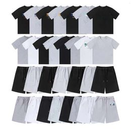 Trapstar Mens T Shirt Pants 2 Piece Sets Designer Rainbow Towel Embroidery Decoding Tshirts Men's Black White Round Neck T-Shirt Trapstar Tracksuit 243