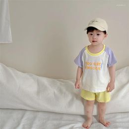 Clothing Sets Baby Fashion Casual Thin Two Piece Set 2024 Summer Boys Korean Style Letter Printing Loose Comfortable Soft Suit