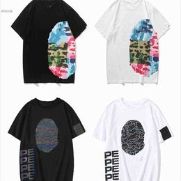 Designer t Shirt Shark Mens Tshirt Side Double Sided Camouflage Tshirts Clothes Graphic Tee Appliqued Cashew Lightning Luminous Cotton Summer