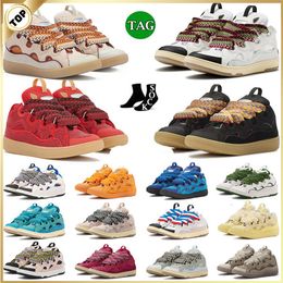 Designer Shoes Casual Shoes Luxury Lavines Leather Curb Sneakers Sports Trainers Pairs Lace-up Extraordinary Trainers Calfskin Rubber Sneakers Women Man