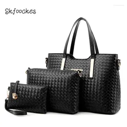 Shoulder Bags Skfoockes Women's Bag 2024 Woven Solid Colour Three-piece Handbag Multi-purpose Messenger