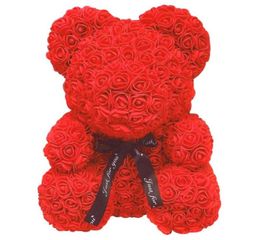 Artificial Rose Flower Bear Toy Women Girl Christmas Valentine Day Gifts Home Decor 2040CM E2S1514350
