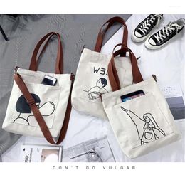 Shopping Bags Harajuku Canvas Large Capacity Shopper Bag Dual-Use Women Reusable Shoulder Vintage Handbag Casual Tote