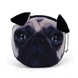 Purse Cartoon 3D Pug Face Zipper Case Mini Children Coin Bags Women Storage Pouch Cute Cat Dog Wallets Kids Coin Purses For Gifts Y240524