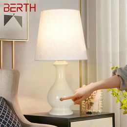 Table Lamps BERTH Contemporary Ceramics Lamp LED Creative Touch Dimmable Simple White Desk Light For Home Living Room Bedroom