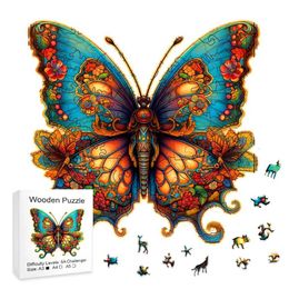 Puzzles Rich and Colorful Wooden Animal Puzzles Unique Butterfly Design Style Unique Animal Puzzles Adult Wooden Puzzle Games Y240524