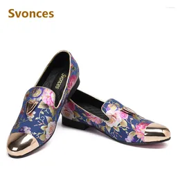 Casual Shoes Fashion Men Genuine Leather Flower Designer Loafers Male Zapatillas Factory Customised Slip-on Flats Plus Size