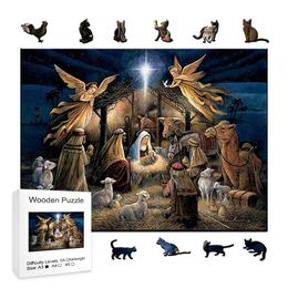 Puzzles The Nativity Story Wooden Puzzles For Adults Wooden Jigsaw Puzzles Unique Shape Wooden Animal Puzzle Creative Challenge For KIDS Y240524