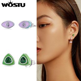 Stud Earrings Wostu 925 Sterling Silver Demon Eye Ear Fashion Small Trendy Elegant For Women Jewellery Gift