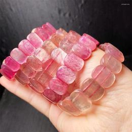 Link Bracelets Natural Pink Lepidolite Bracelet Bead Fashion Crystal Quartz Gemstone Jewelry Reiki Healing Gift For Women 1pcs