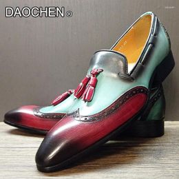 Casual Shoes MENS MIXED Colours BLACK POINTED TASSELS LOAFERS SLIP ON WEDDING PARTY LEATHER DRESS MEN