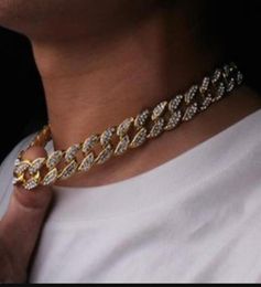 Hip Hop Bling Fashion Chains Jewellery Mens Gold Silver Miami Cuban Link Chain Necklaces Diamond Iced Out Chian Necklaces232s9278732