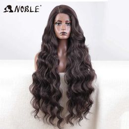 Synthetic Wigs Noble synthetic lace front wig long wavy side body part wavy lace front wig female lace front wig Ombre blonde role-playing wig Q240523