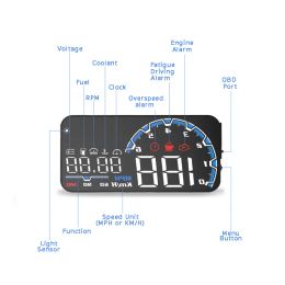 Vjoycar VH300 Car HUD 5.5' Head Up Display OBD II EUOBD Windshield Speedometer Projector Car electronics Overspeed Voltage Alarm