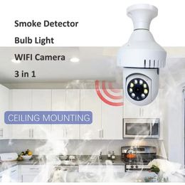 5G Wifi Camera Smoke Alarm 2MP E27 Bulb Indoor Human Detect Night Vision CCTV Security Wifi Surveillance Cameras Fire Detector