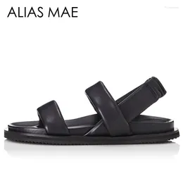 Casual Shoes ALIAS MAE Black Leather Women's Sandals Designer Style Breathable Beach Comfort Stylish Comfortable Slippers
