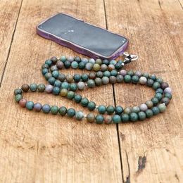 Waist Chain Belts 120CM Indian Agate Bead Phone Chain Mens Phone Hanging Rope Pendant Accessories Jewelry Q240523