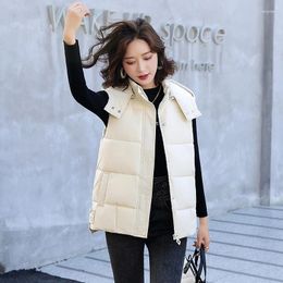 Women's Vests Fashion Hooded Down Cotton Waistcoat For Women Autumn Winter 2024 Korean Loose Warm Casual And Versatile Vest Coat