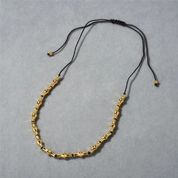 Unisex goldene gestrickte Perlenhalle Kette Choker Halsketten für Frauen Gold gefüllte Schmuck Edelstahl Männer Accessoires 240524