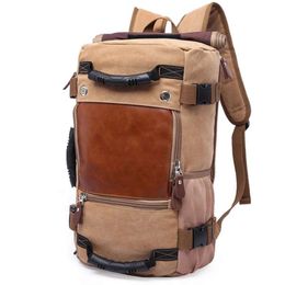 KAKA Vintage Canvas Travel Backpack Men Women Large Capacity Luggage Shoulder Bags Backpacks Male Waterproof Backpack bag pack 210929 211b