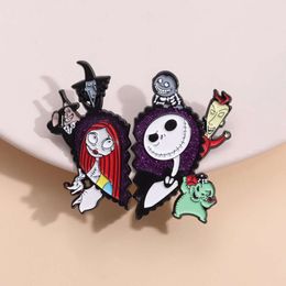 Halloween Cartoon Anime Character Brooches Pair for Couples