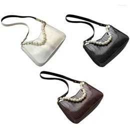 Duffel Bags Fashion Women Underarm Bag Retro PU Leather Clutch Pearl Handle Handbag