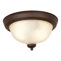 Ceiling Lights Classic 13" Bronze Flush Mount Lighting Frosted Glass Shade E26 Socketed Bulb Not Included