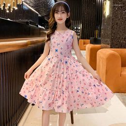 Girl Dresses Korean Children's Clothing 2024 Summer One-piece Dress Elementary Girls Sleeveless Children Kids Sundress Slip