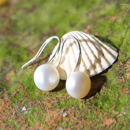 Stud Earrings Real Freshwater Pearl Jewellery Classic Silver Colour For Women Party Wedding