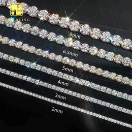 Corrente de tênis de preço mais barato 3mm 4mm 5mm Jóias de hip -hop Gra 925 VVS de prata esterlina D color de diamante moissanita colar