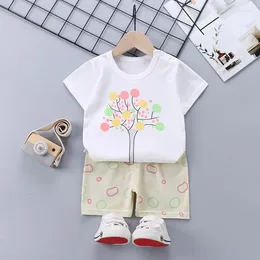 Clothing Sets Summer Baby Girls Clothes Set Boy Cartoon Stripe T-shirts And Shorts 2pcs Suit Toddler Solid Cotton Top Bottom Children