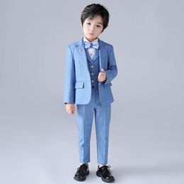 Boys Formal Wedding Party Tuxedo Suit Children Blazer Vest Pants Tie Photography Set Kids Performances Ceremony Dress Costume b3160a