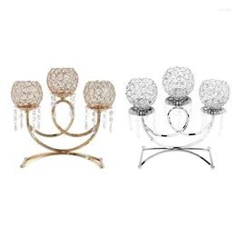 Candle Holders Q9QF 3 Arms Crystal Candlestick Table Candelabras Buffet Cabinet Candelabra Ornaments Centrepieces For Wedding