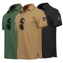Mens Quick Dry Embroidered Polo Shirts Summer Custom Plus Size Military Clothes Tactical Plain Turn-down Army T-shirts 240524