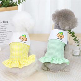 Dog Apparel Bubble Plaid Cotton Simple Fashion Skirt Dress Chihuahua Clothes For Small Dogs Summer Pet