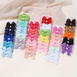 10Pcs/Set New Cute Ribbon Bowknot Clips for Kids Handmade Nylon Bows Hairpin Barrettes Headwear Baby Girls Hair Accessories L2405