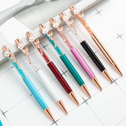 wholesale Luxury Quality Crystals Sparkle Caneta Pluma Ballpoint Pen Oriental Cherry Clip Wedding Favors Pearl Sakura Pen with Rose gold ZZ