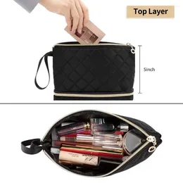 Cosmetic Bags Fashionable Portable Small Size Makeup Bag Double Layer Storage Large Capacity Travel Wash