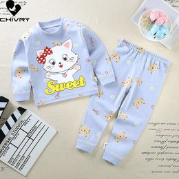New 2023 Kids Boys Girls Pama Sets Cartoon Long Sleeve T-Shirt Tops with Pants Toddler Baby Spring Autumn Sleeping Clothes L2405