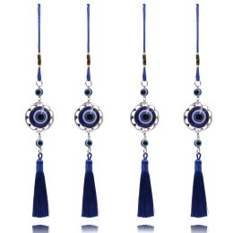 Hot Selling Alloy Blue Lucky Evil Eye Tassel for Car Hangings Decorations Resin Turkish Blue Eye Pendant Lucky Charm Protection