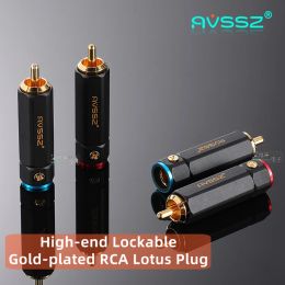 Lockable Gold-plated RCA Connector Lotus Plug BR109 Power Amplifier TV Fever Audio Video Cable Solder-free Repair Fits 9mm Cable