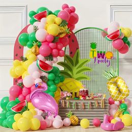 120 pcs tropical balloon wreath arch set Hawaiian beach summer party decorations flamingo pineapple balloons 240510